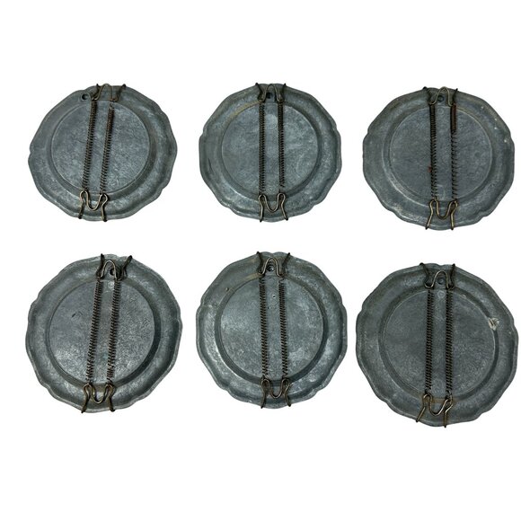 Vintage Pewter Coasters Ceramic Fruit Design Inserts Wall Decor Set of 6 READ - Picture 11 of 13